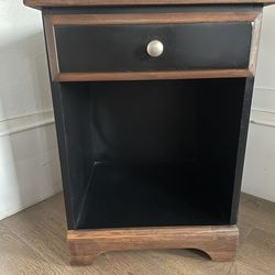 Restored Two-Tone Nightstand | Solid Wood Top + Matte Black Base