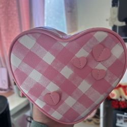 Pink Heart Shaped Cosmetic Pouch/ Purse