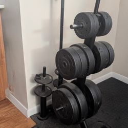 Standard barbell / dumbbell set with stand