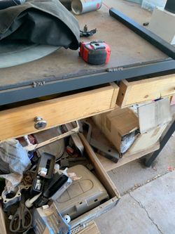 Workshop table metal and wood