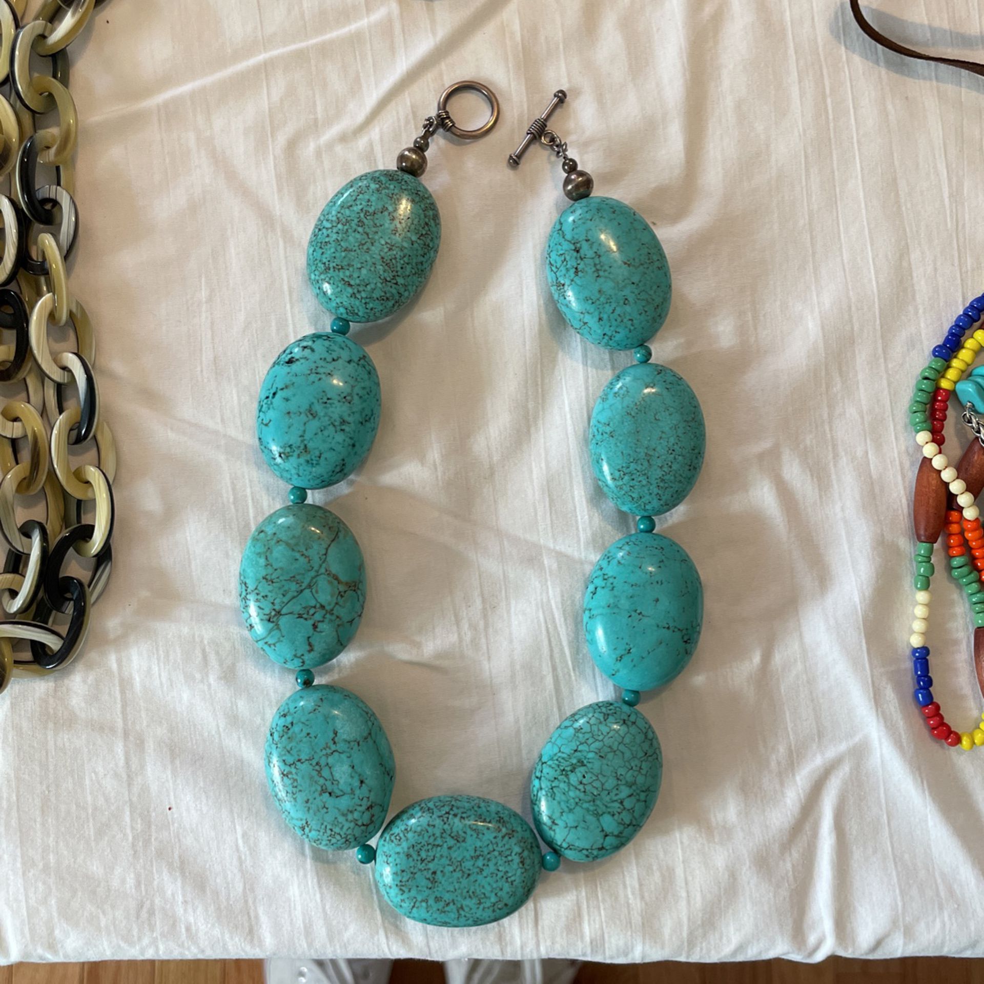 Turquoise And Sterling, Silver Necklace