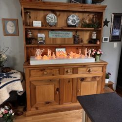 2-Piece 5-drawer Pine Hutch