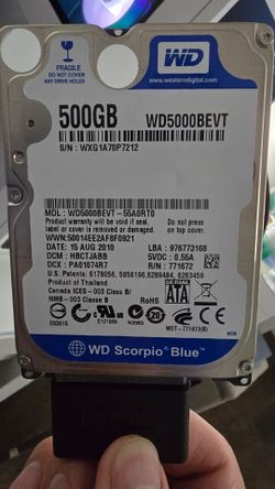 WD Scorpio Blue 500GB 2.5" SATA Laptop Hard Drive - Tested
