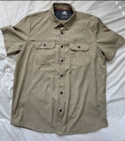 ZeroXposur Travel Series Mens Size L Shirt Heather Khaki Short Sleeve Vented