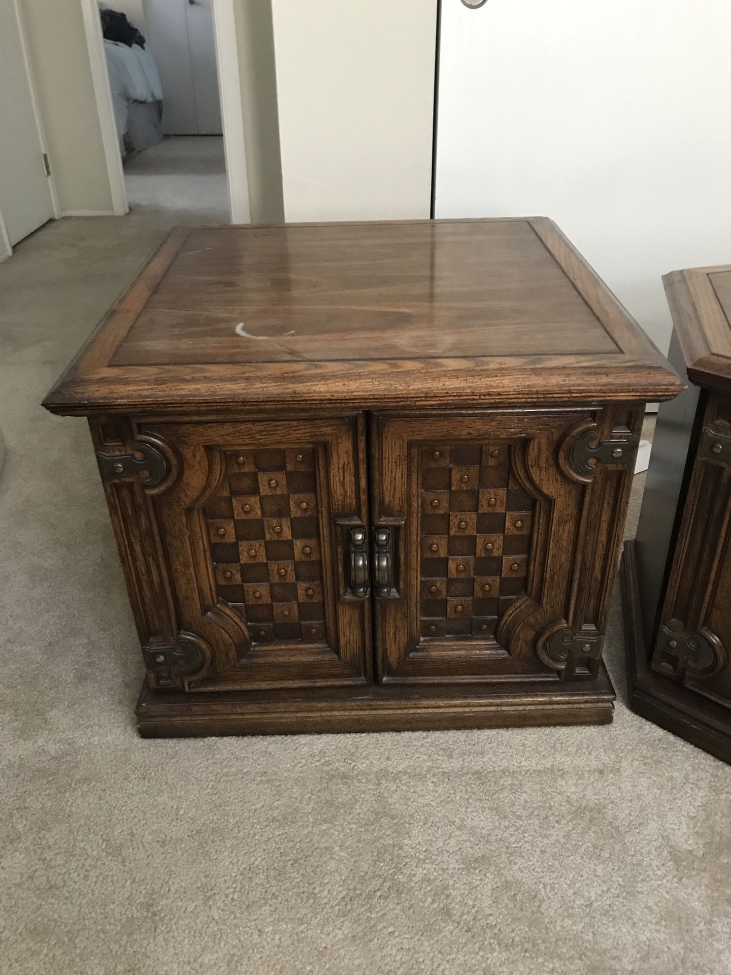 FREE- wooden square end table with cabinet storage
