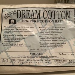 Quilters Dream Batting 100% Cotton Throw Size