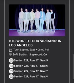BTS TICKETS 9/1 instant ticket master transfer