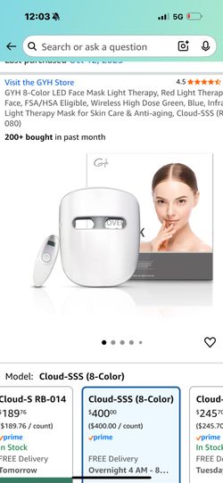 LED Face Mask Light Therapy, Red Light Therapy for Face, FSA/HSA Eligible, Wireless High Dose G