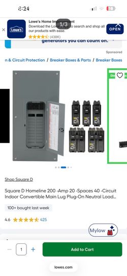 Square D Homeline 200 -Amp 20 -Spaces 40 -Circuit electrical panel