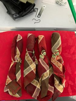 Fabric napkins and holders, Christmas