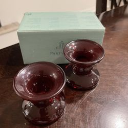 Party Lite Ruby Red Taper Candle Holders 