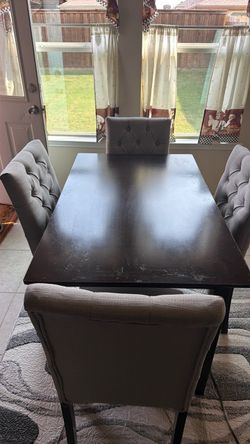Dark Brown Dining Table with 4 Chairs
