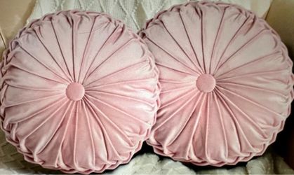 2 - Echo Buttons Velvet Round Throw Pillows