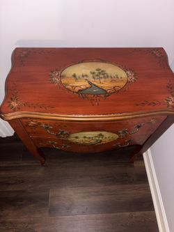 Hand-Painted Vintage Accent Chest / Side Table