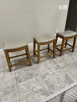 (3) Grandin Road Bonded Leather 23" Counter Height Stools