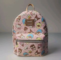 Loungefly Sanrio Mini Backpack Pink Hello Kitty Kuromi Cinnamoroll Cartoon Print