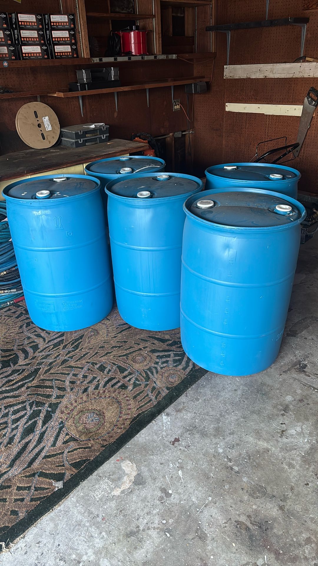 Five 55 Gallon Drums
