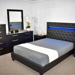 LED lights BLACK bed