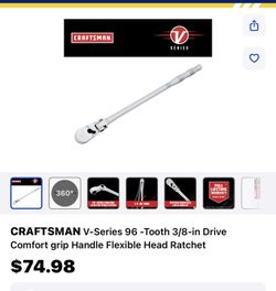 CRAFTSMAN V-Series 96 -Tooth 3/8-in Drive Comfort grip Handle Flexible Head Ratchet