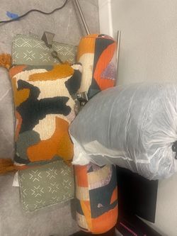 Free bundle! Black out curtains, sheer curtains, rod, target cushions and doggy bed