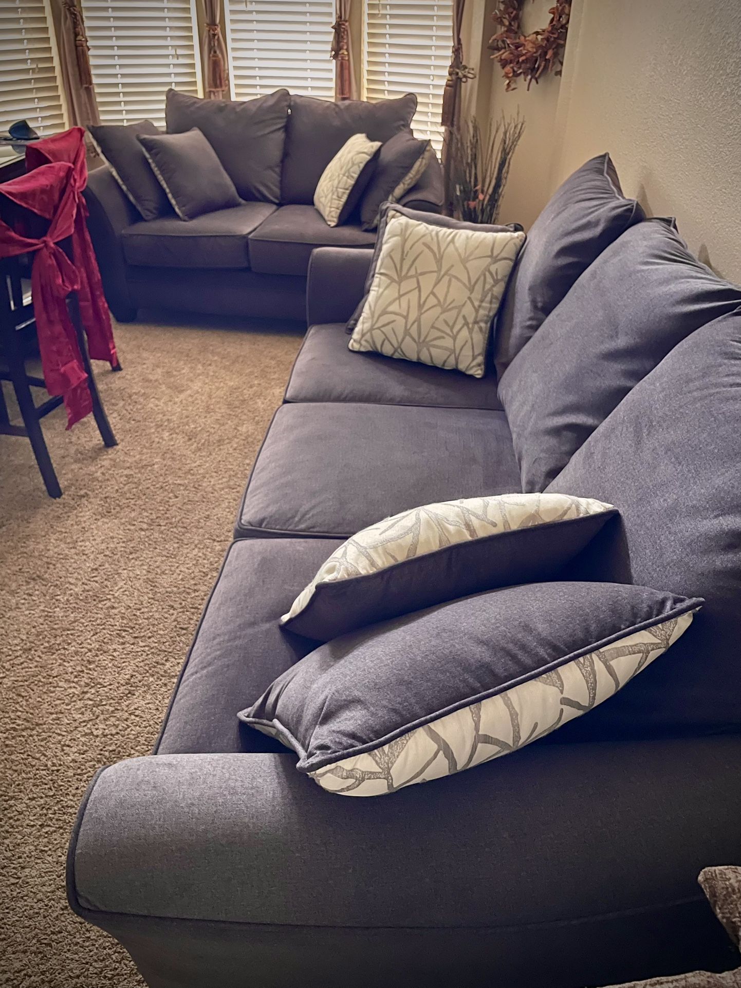 Couch Set - Grey Loveseat and Sofa (CLEAN, Light Use)