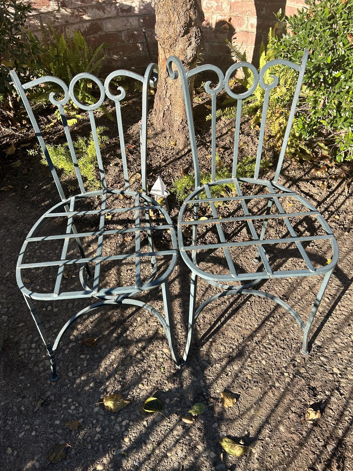 Two Heavy Duty Vintage Wrought IronPatio Chairs