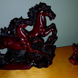 Vintage Running Wild Stallion Horses Statues,