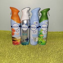 4 Febreze Air Mist 8.8oz (Hawaiian Aloha/Crisp Clean/Linen & Sky/Gain Scent)