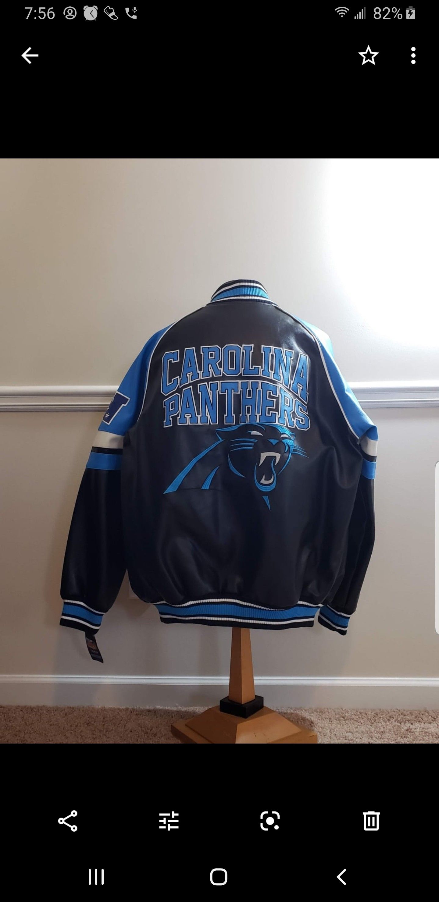 NFL FUAX LEATHER JACKET SIZE 2XL North Carolina Panthers  & Accessories