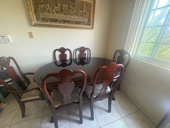 Rosewood Dining Table Set for 6 • 6 Chairs • $150