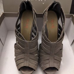 Gray Peep Toe Heels