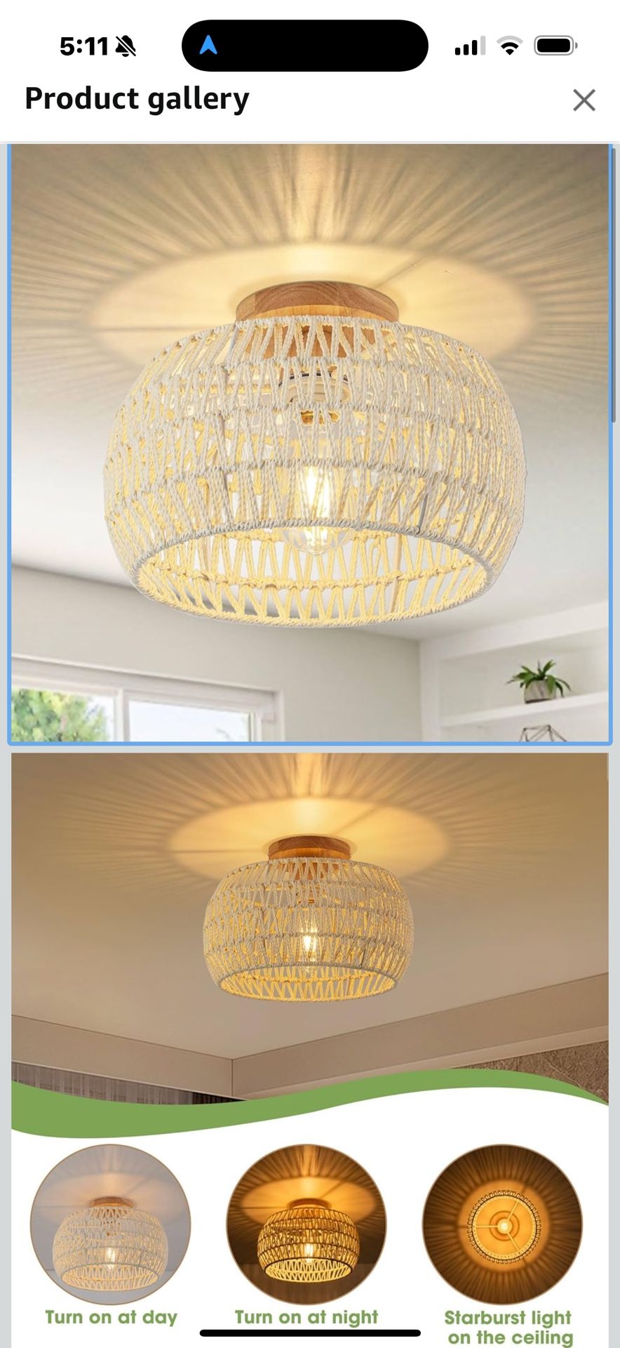 Boho White Ceiling Light Fixture. Amazon $52