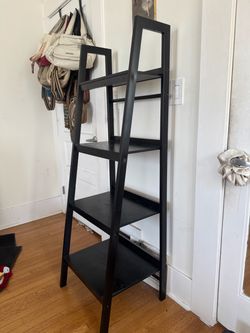Black wooden 4 tier bookshelf