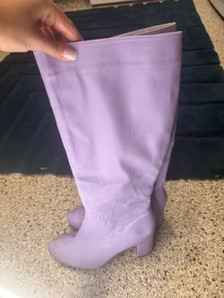 Lavender Knee-High Block Heel Boots