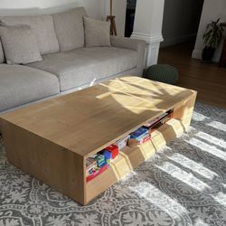 Crate & Barrel Solid Wood Coffee Table – Excellent Condition - 68” x 34.5” x 16”