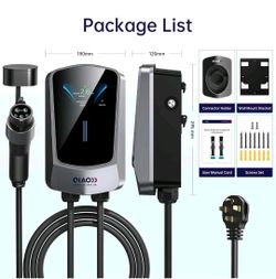 Level 2 EV Charger 40A NEMA 14-50 J1772 25-ft Cable WiFi Bluetooth 4.3in LCD App