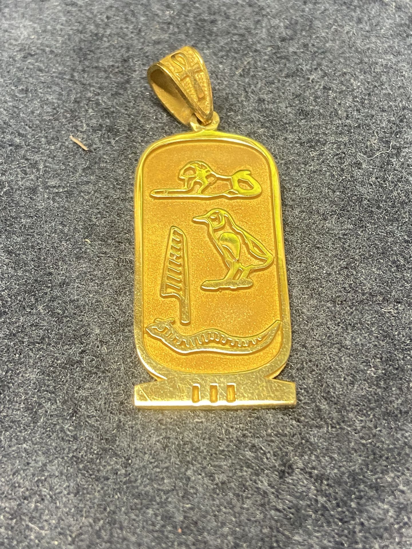 14k Gold Pendant Egyptian Cartouche Hieroglyphics Charm 4.3 Grams / 4 Available/// Send Me Your Offer///. Only 2 Available