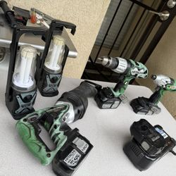 Herramienta HITACHI  18 Voltios HXP Todos Traen Su Batería Y Un Cargador Para Las Baterías 