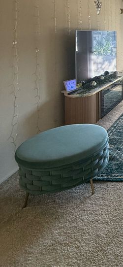 Ottomon sea green storage seater