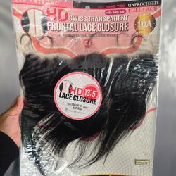 13x5 HD  lace front closure  straight 12"   HUMAN HAIR
