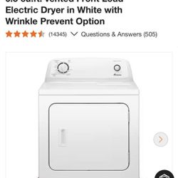 New In Box White Electric Dryer - 6.5 Cu Ft