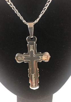 Stainless Steel Cuban Link Chain and Charm Set