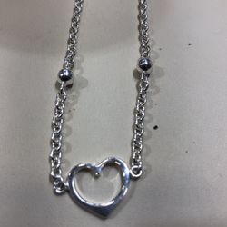 Solid sterling silver anklet with Heart
