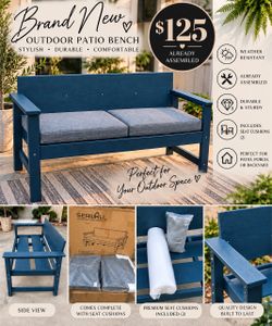 Serwall Outdoor Patio Bench with Cushions