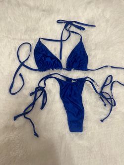 New small satin blue micro bikini dancer festival rave outfit y2k swimsuit dance