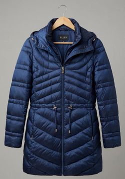Ellen Tracy Navy Puffer Coat Size Small