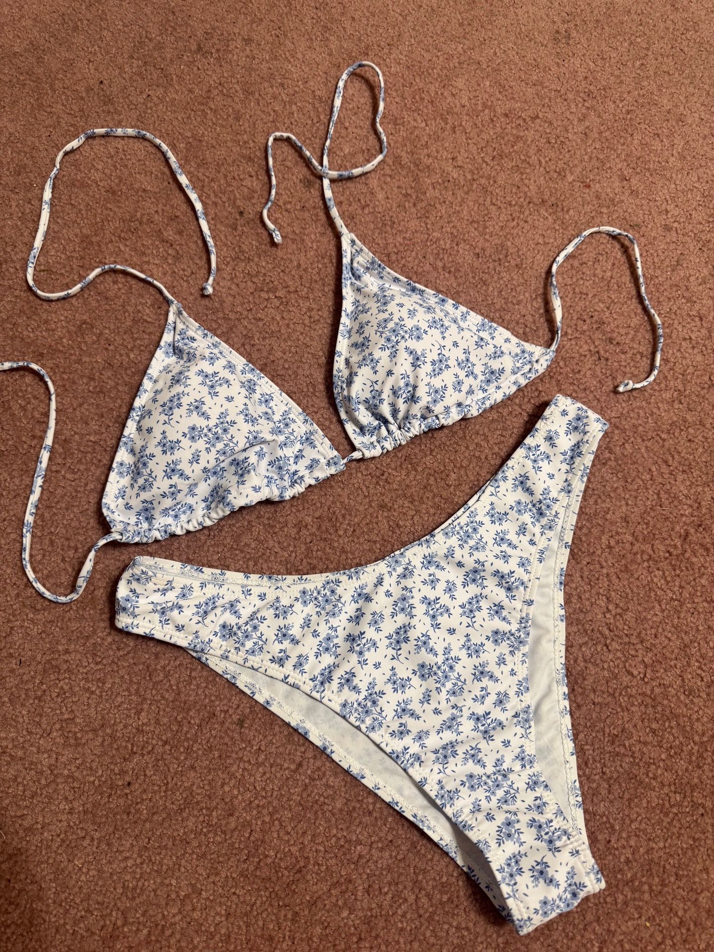 New Xl White Blue Floral Boho Bikini Swimsuit Festival