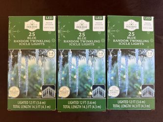 Holiday Time 25 Blue Random Twinkling Icicle Lights (Set of 3)