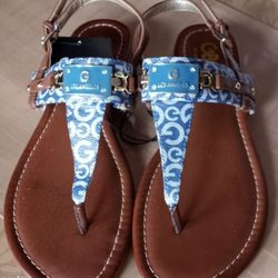 G By Guess Women's T-strap Flat Sandals Size 8.5