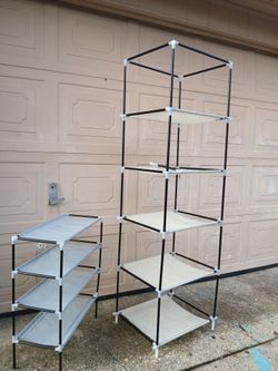 Portable Fabric Shelf Storage Rack Set